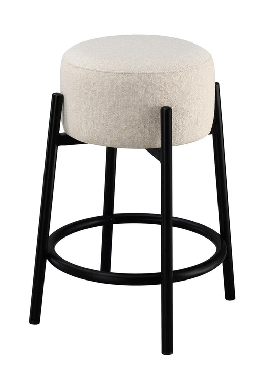 Leonard Upholstered Backless Round Stools White and Black (Set of 2) image