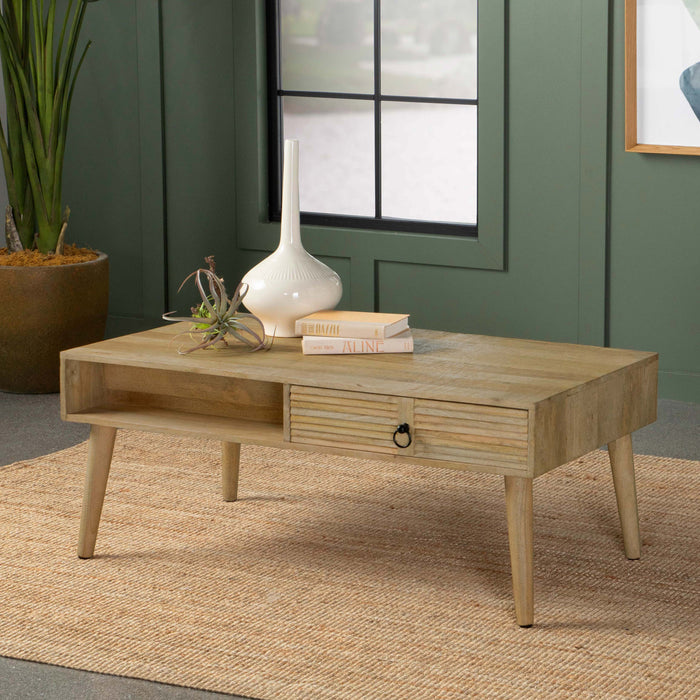 Zabel Rectangular 1-drawer Coffee Table Natural image