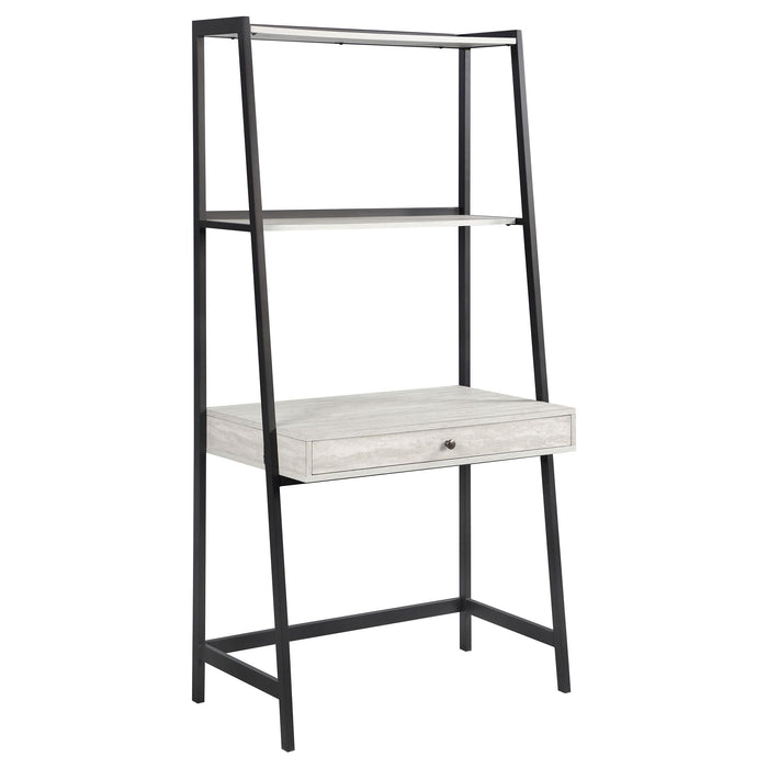 Pinckard 1-drawer Ladder Desk Grey Stone and Black image