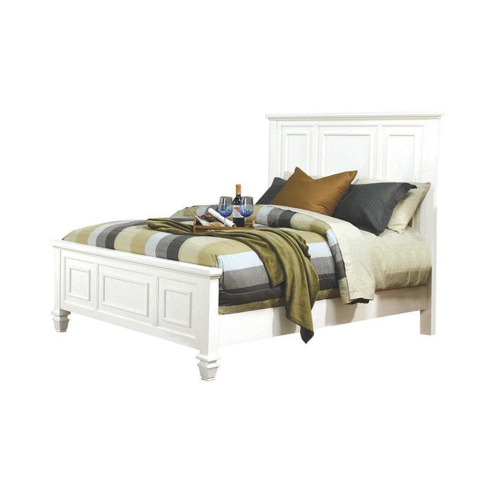 Sandy Beach California King Panel Bed with High Headboard Cream White