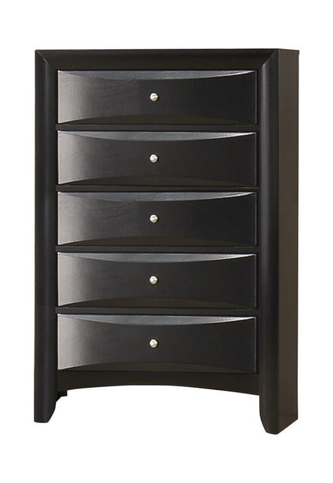 Briana Rectangular 5-drawer Chest Black