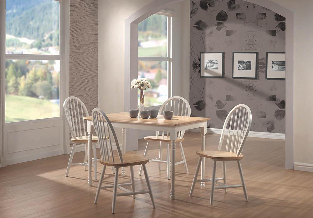 Taffee Rectangle Dining Table Natural Brown and White