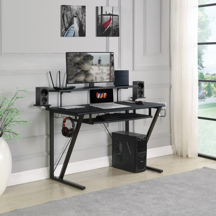 Wedalia Gaming Desk with Cup Holder Gunmetal