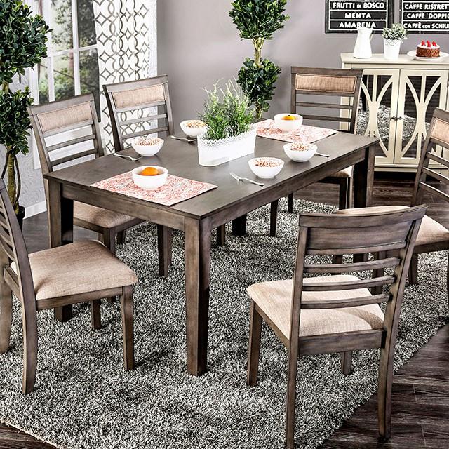 TAYLAH Weathered Gray/Beige 7 Pc. Dining Table Set