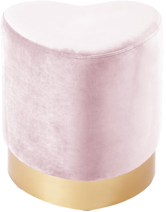 Heart Pink Velvet Ottoman/Stool image