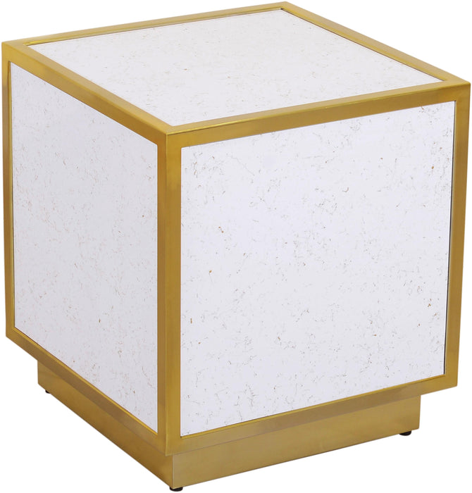 Glitz White Faux Marble End Table image