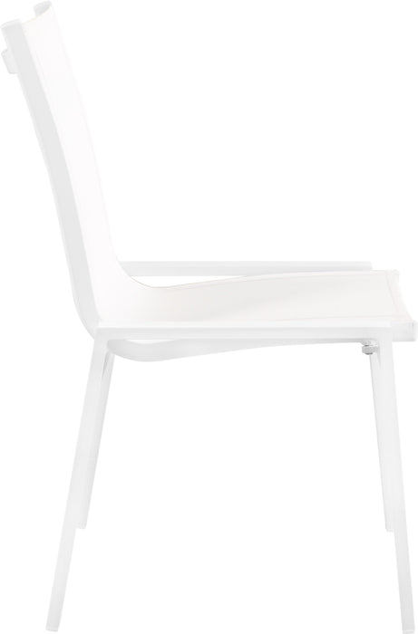 Nizuc White Mesh Waterproof Fabric Outdoor Patio Aluminum Mesh Dining Chair