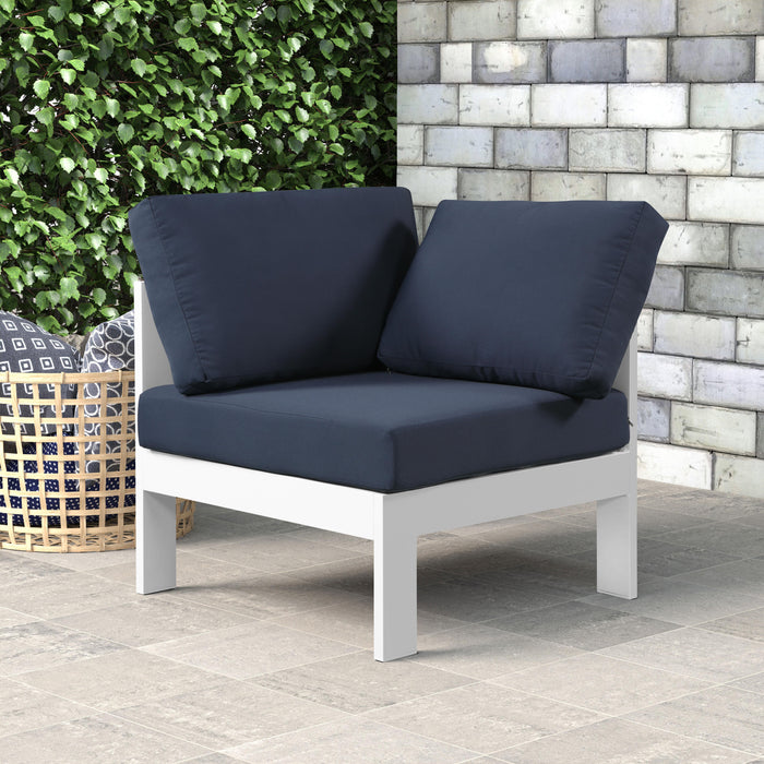 Nizuc Navy Waterproof Fabric Outdoor Patio Aluminum Corner Chair