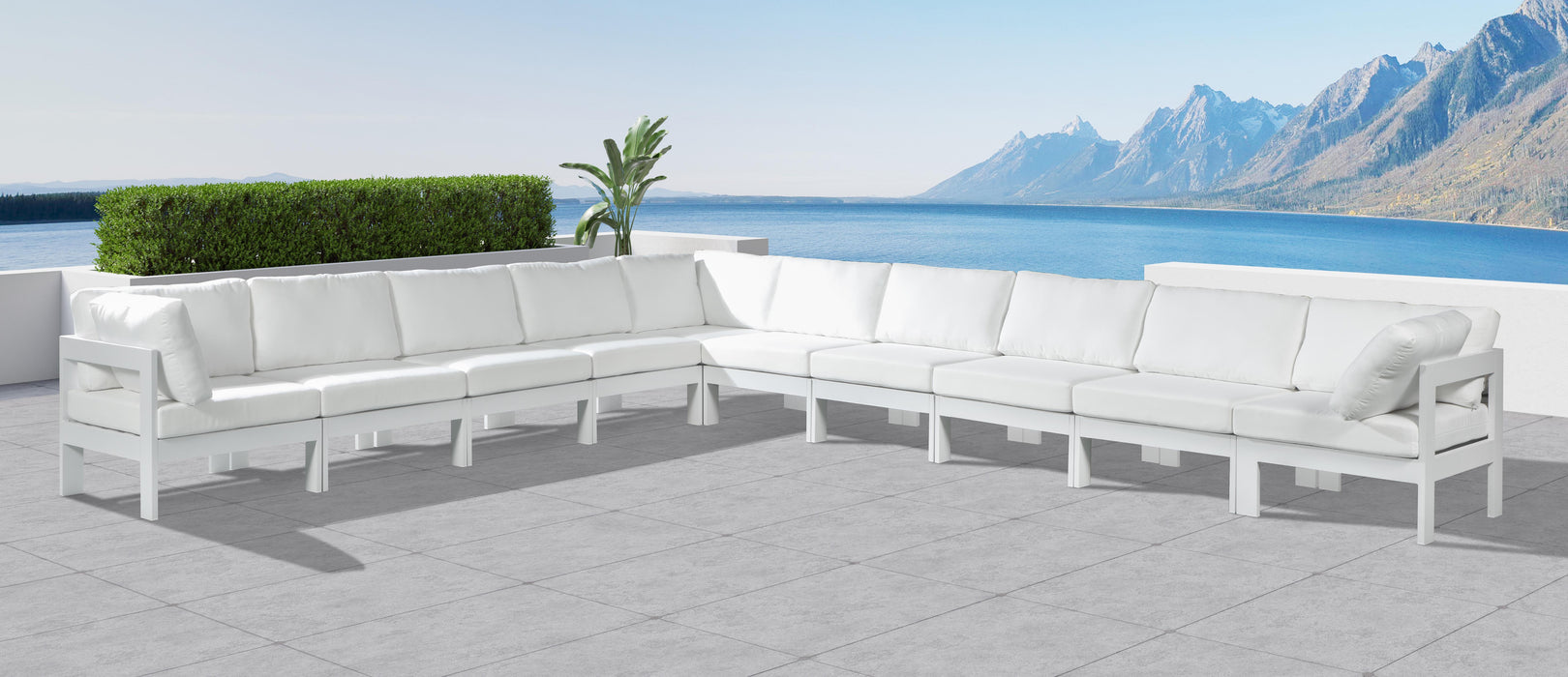 Nizuc White Waterproof Fabric Outdoor Patio Modular Sectional