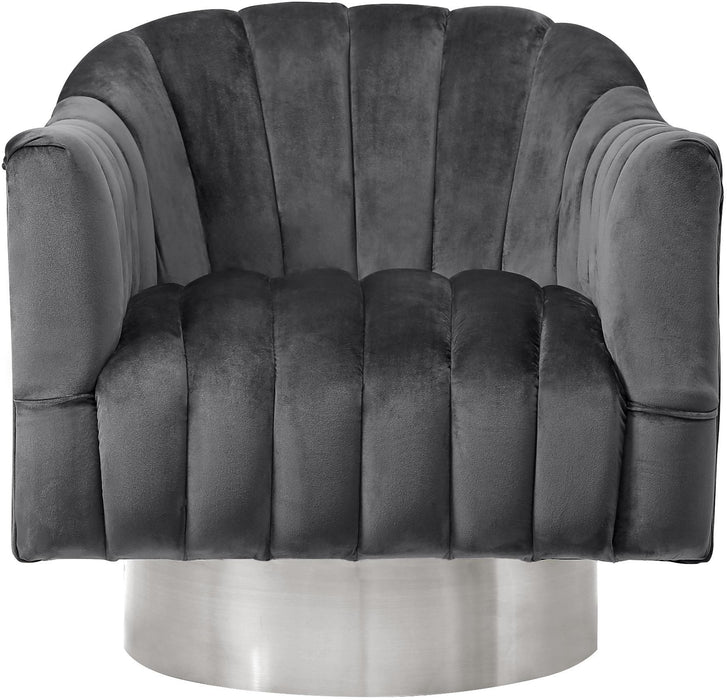 Farrah Grey Velvet Accent Chair