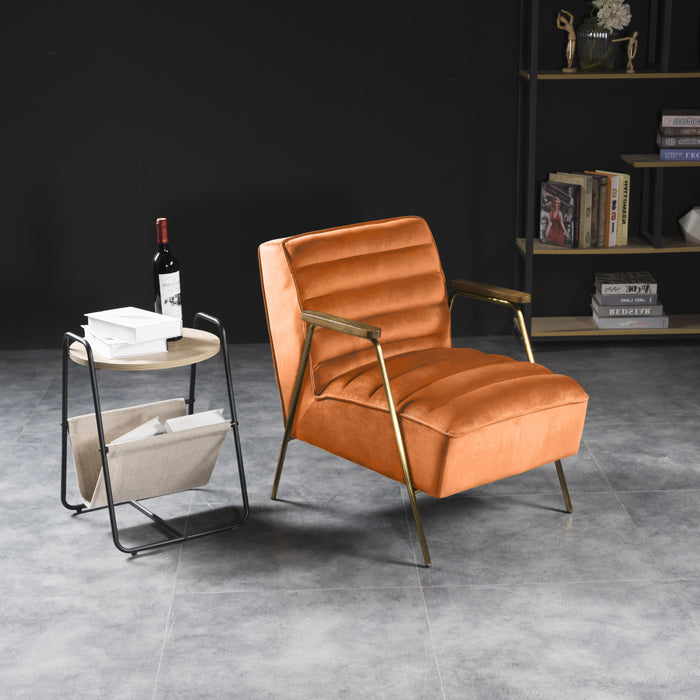 Woodford Orange Velvet Accent Chair