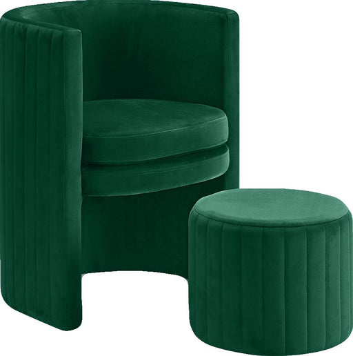 Selena Green Velvet Accent Chair and Ottoman Set image