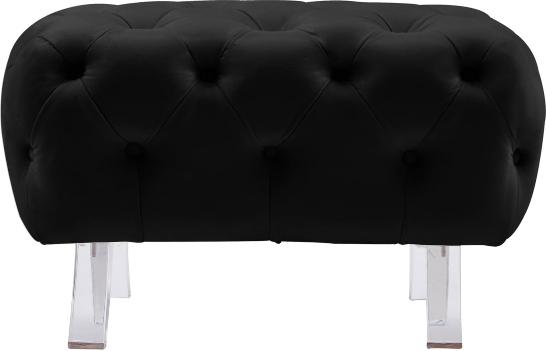 Crescent Black Velvet Ottoman