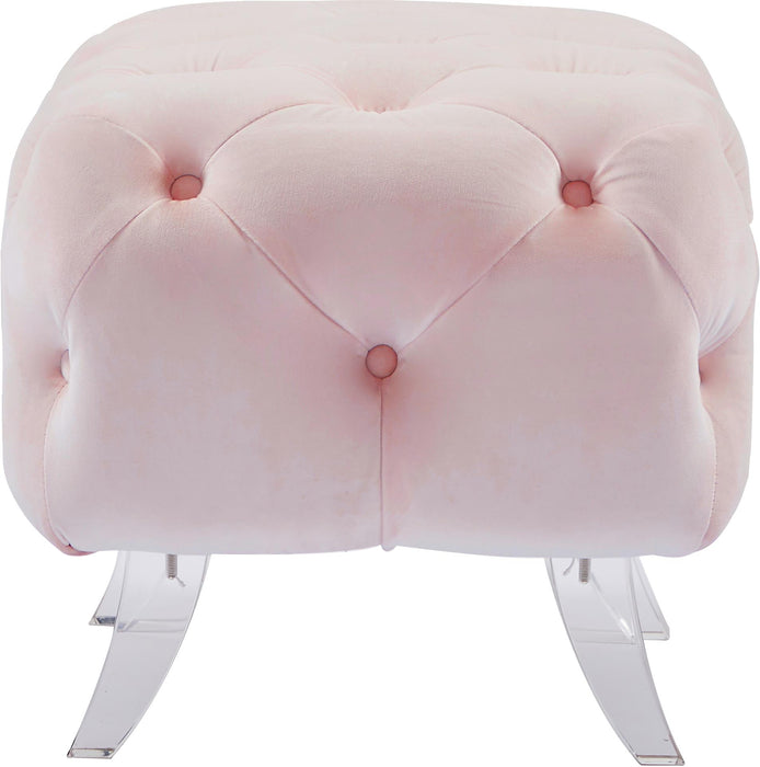 Crescent Pink Velvet Ottoman