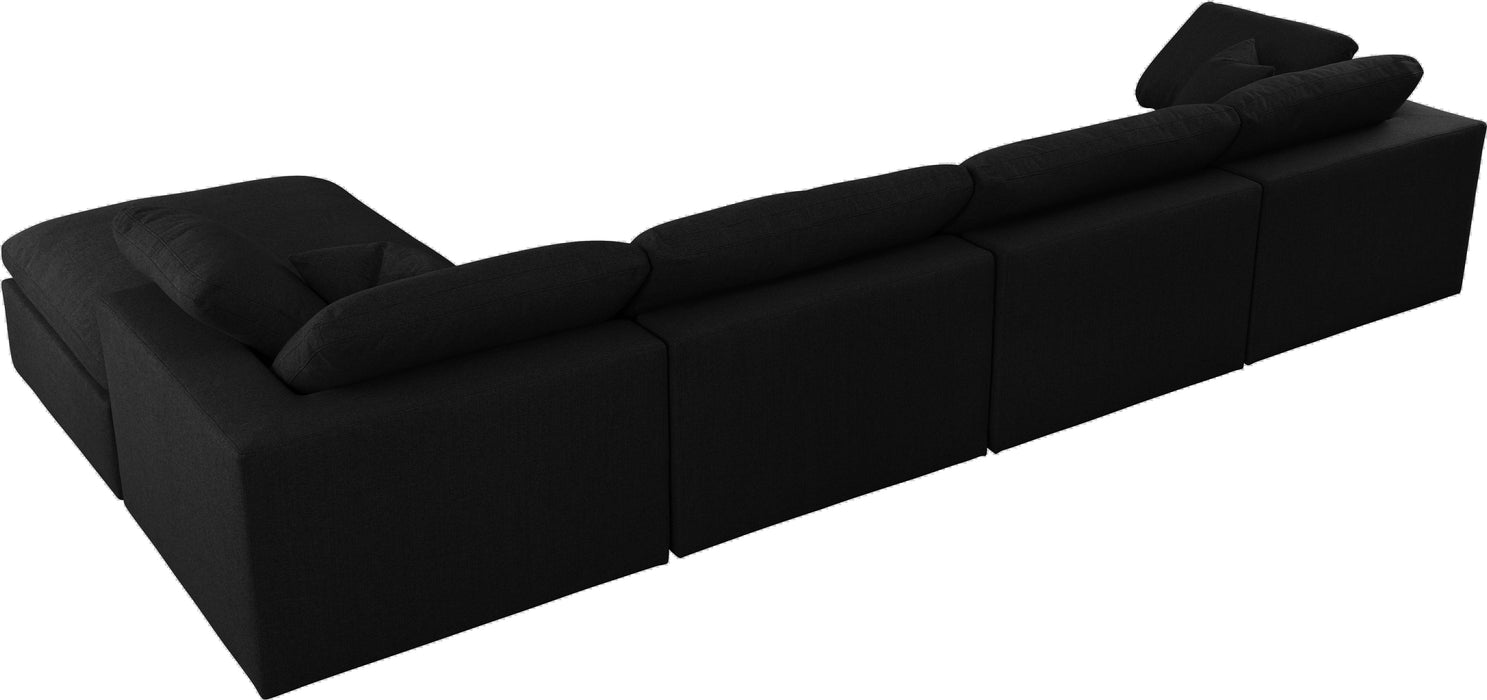 Serene Black Linen Fabric Deluxe Cloud Modular Sectional