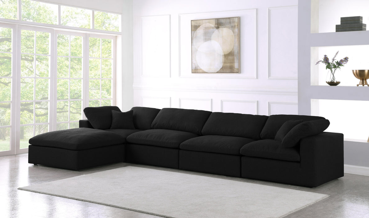 Serene Black Linen Fabric Deluxe Cloud Modular Sectional