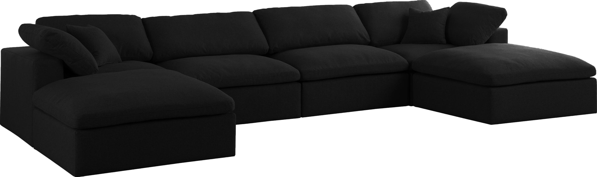 Serene Black Linen Fabric Deluxe Cloud Modular Sectional