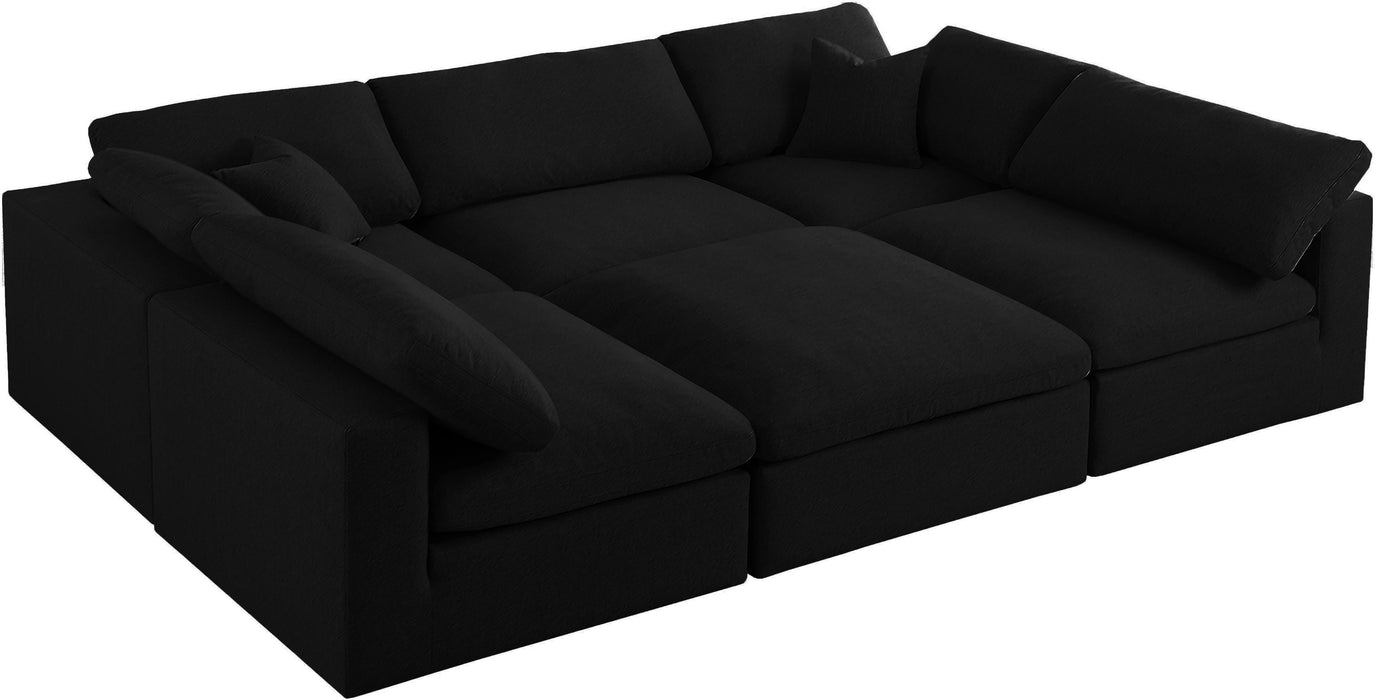 Serene Black Linen Fabric Deluxe Cloud Modular Sectional