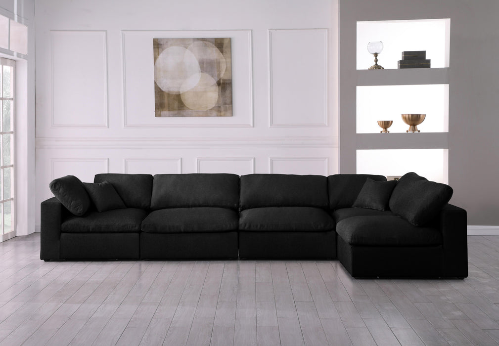 Serene Black Linen Fabric Deluxe Cloud Modular Sectional