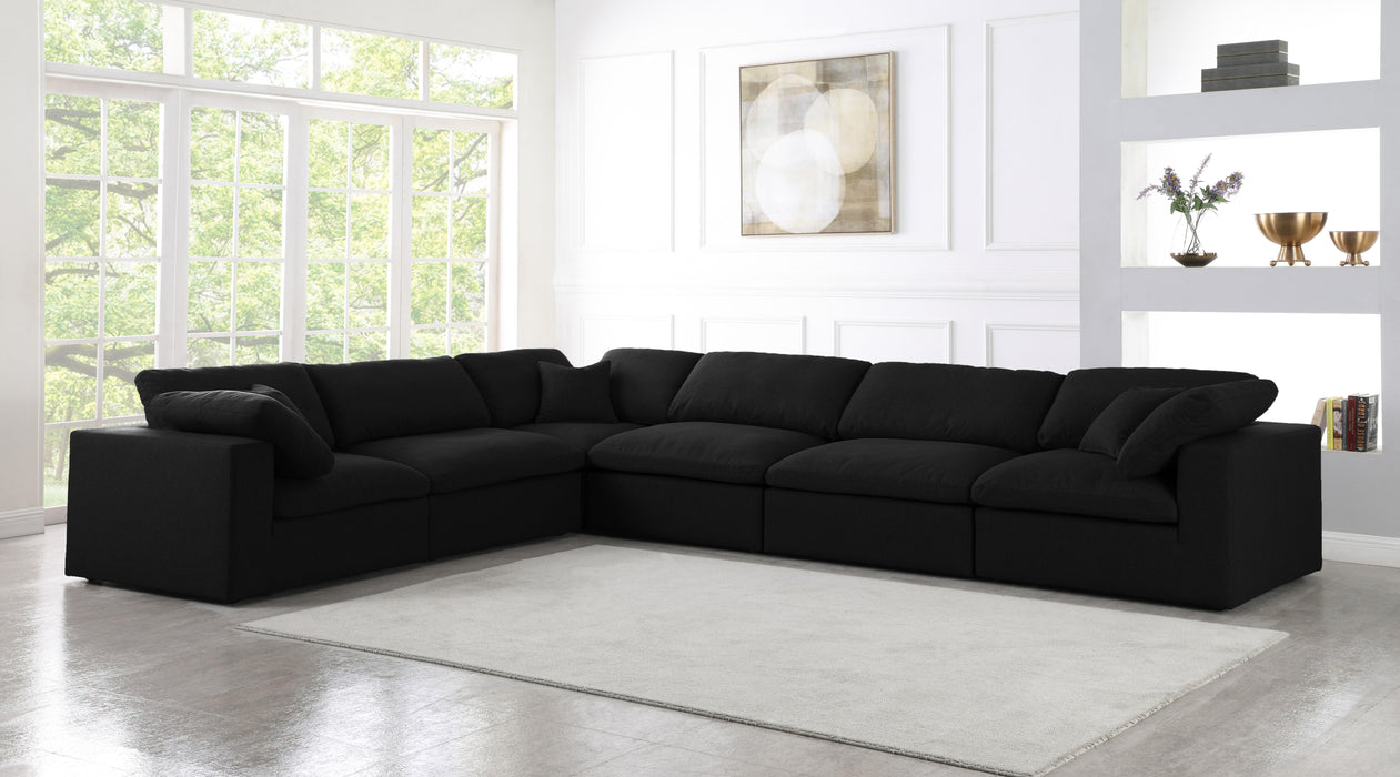 Serene Black Linen Fabric Deluxe Cloud Modular Sectional