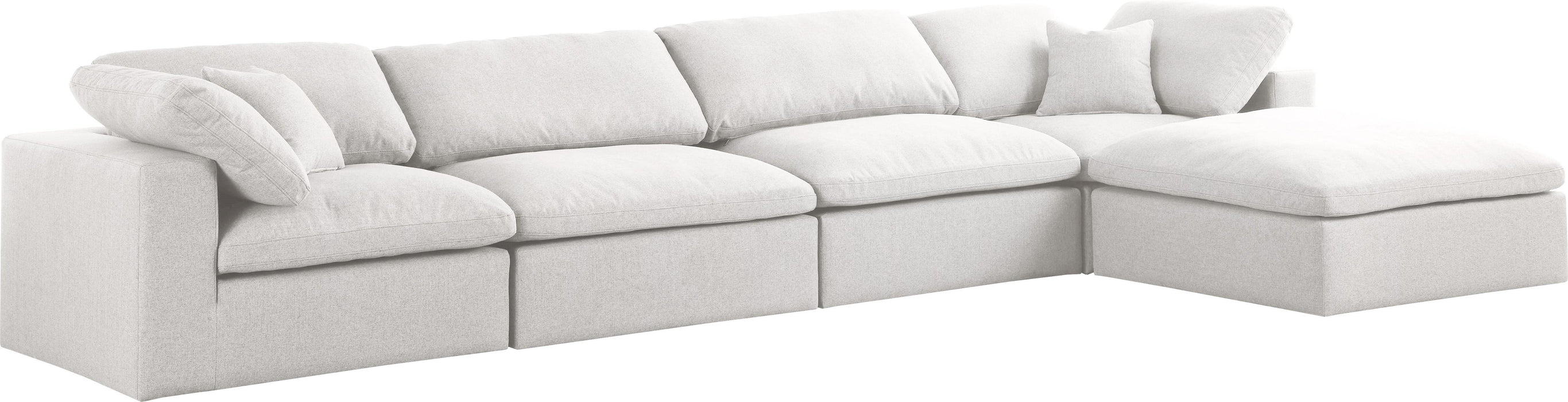 Serene Cream Linen Fabric Deluxe Cloud Modular Sectional