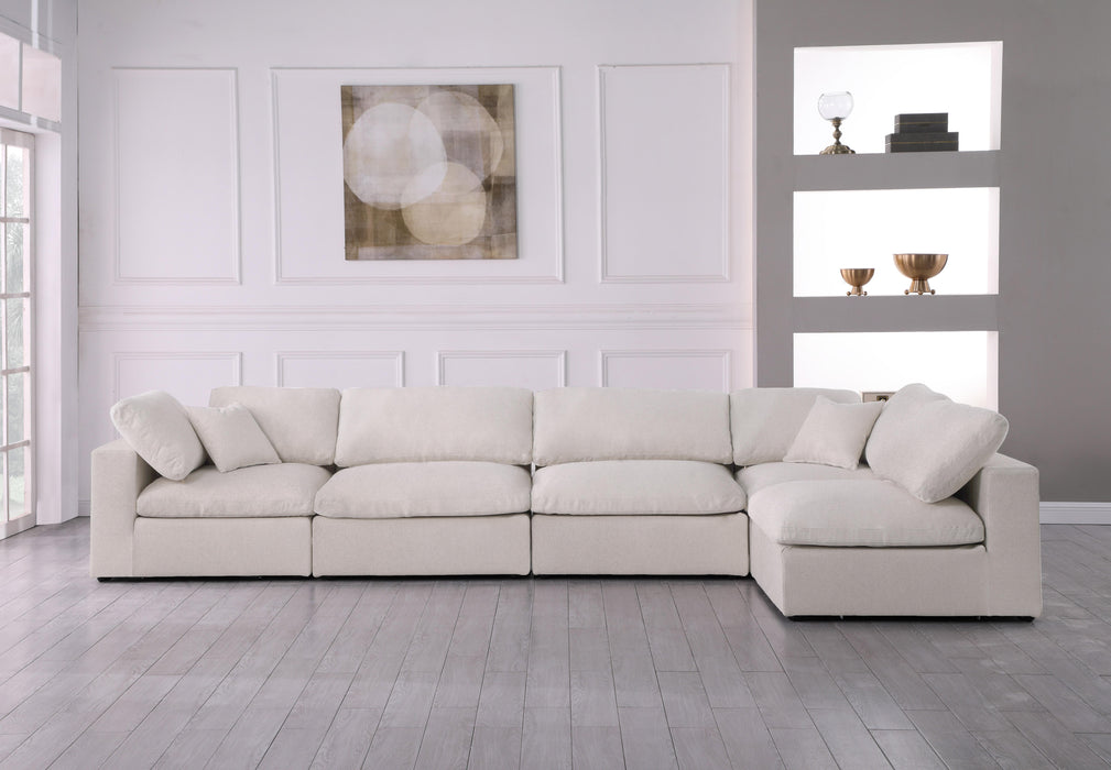 Serene Cream Linen Fabric Deluxe Cloud Modular Sectional