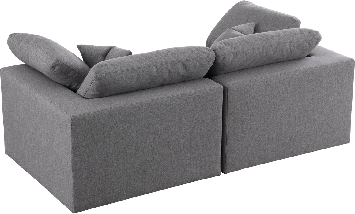 Serene Grey Linen Fabric Deluxe Cloud Modular Sofa