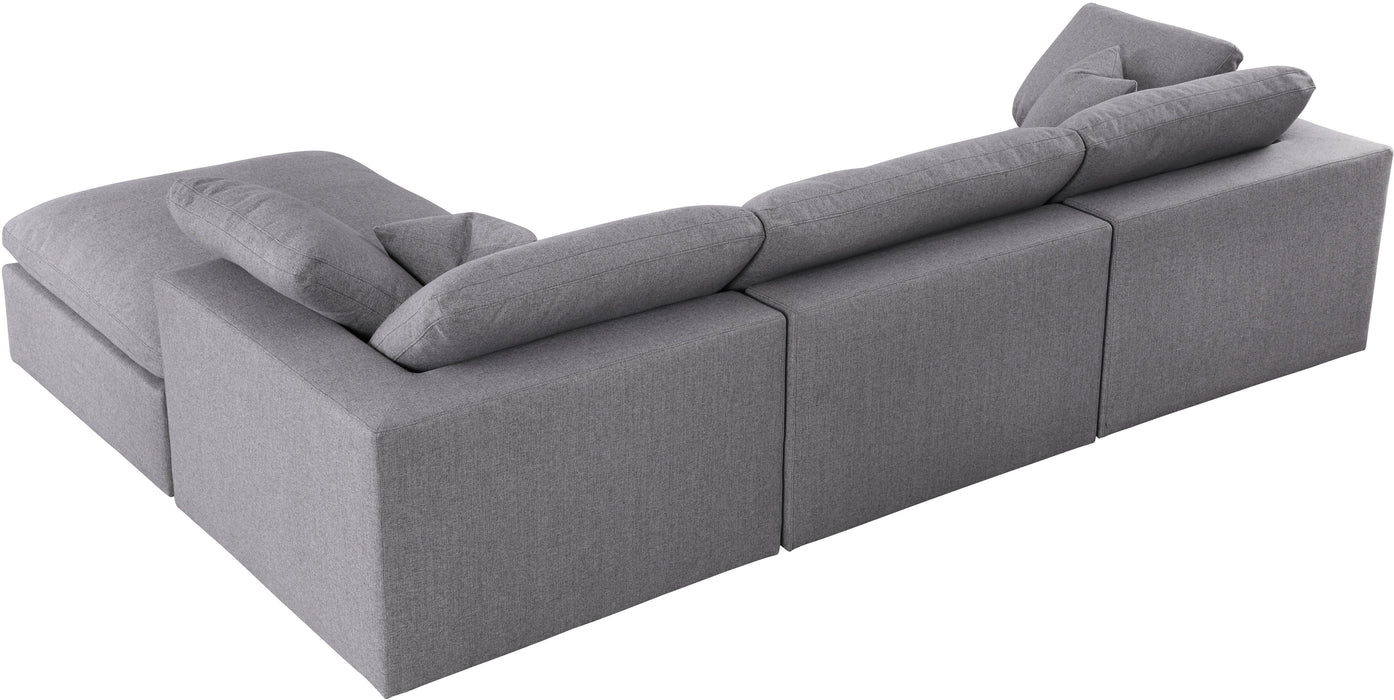 Serene Grey Linen Fabric Deluxe Cloud Modular Sectional