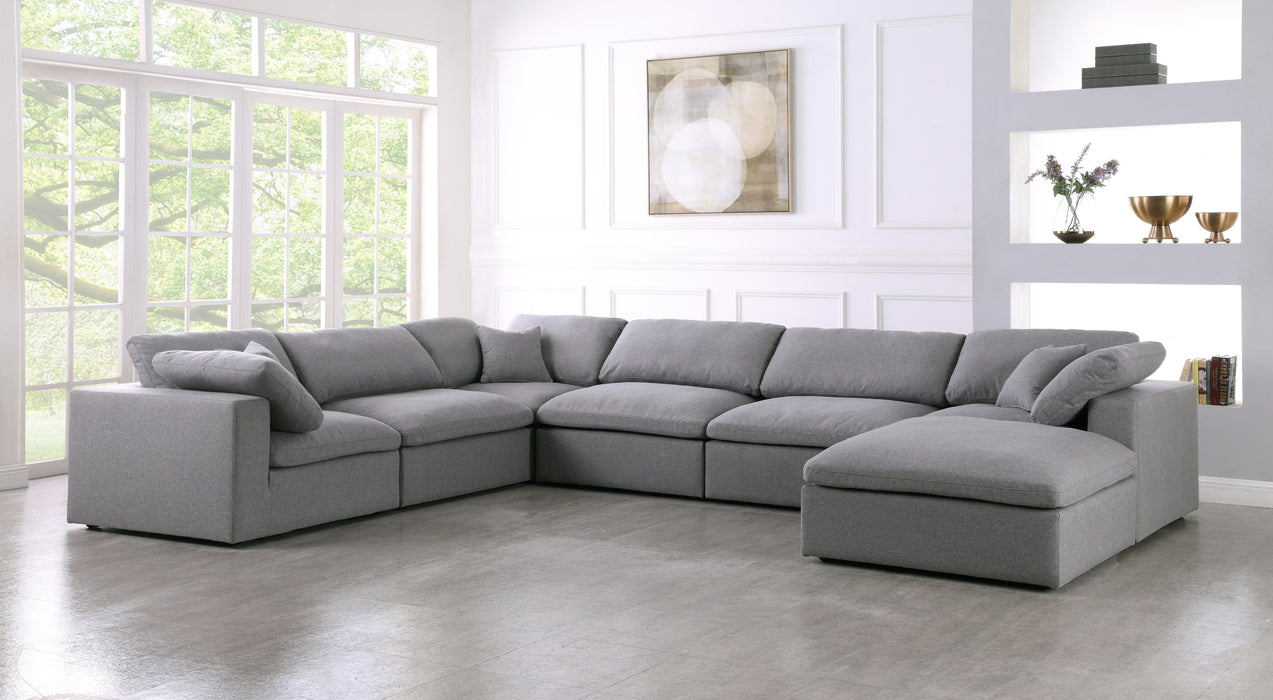 Serene Grey Linen Fabric Deluxe Cloud Modular Sectional