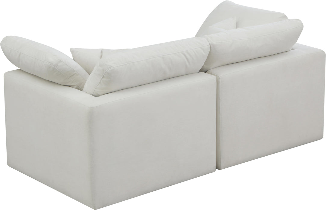 Plush Cream Velvet Standard Cloud Modular Sofa