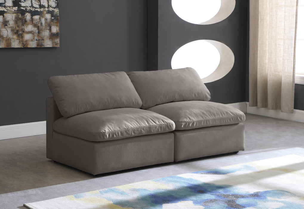 Plush Grey Velvet Standard Cloud Modular Sofa