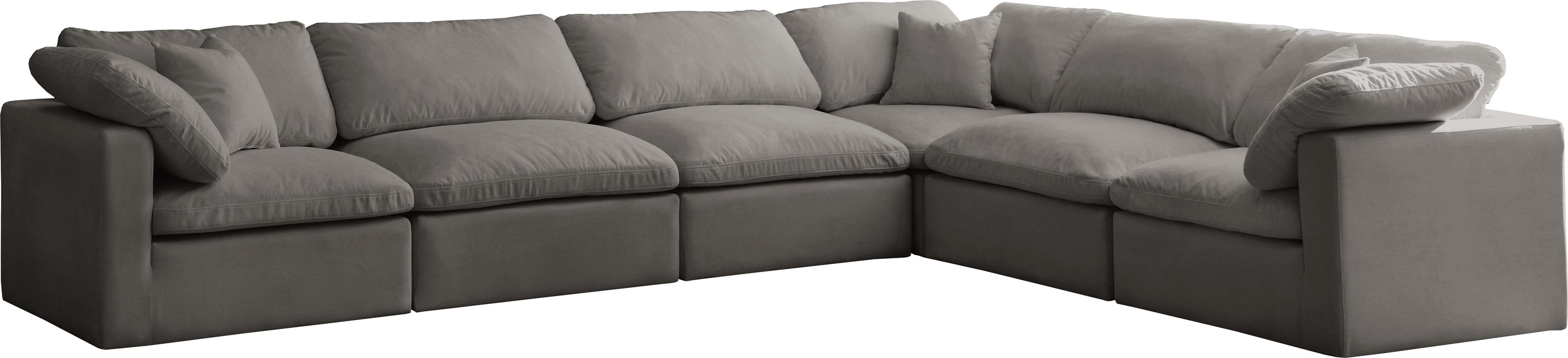 Plush Grey Velvet Standard Cloud Modular Sectional