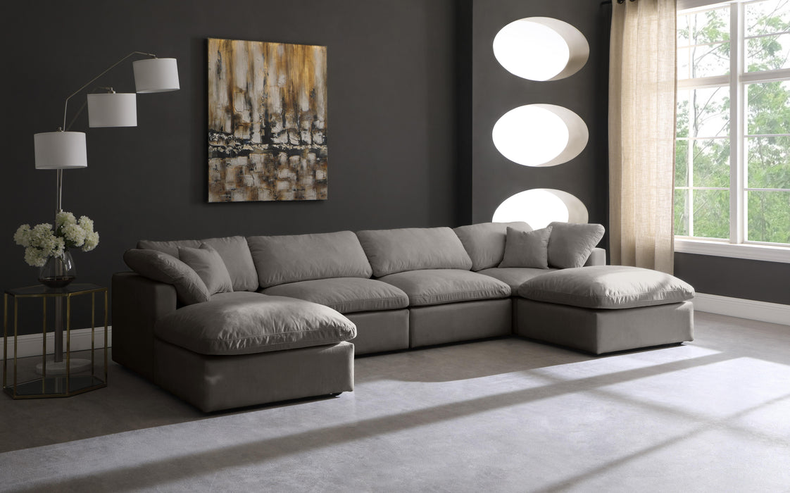 Plush Grey Velvet Standard Cloud Modular Sectional