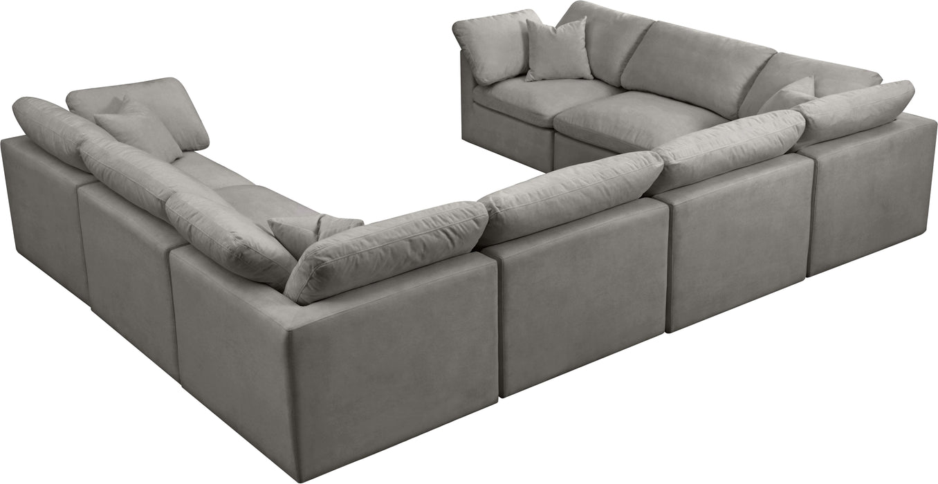 Plush Grey Velvet Standard Cloud Modular Sectional