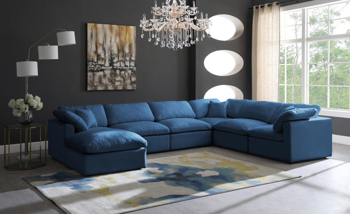 Plush Navy Velvet Standard Cloud Modular Sectional