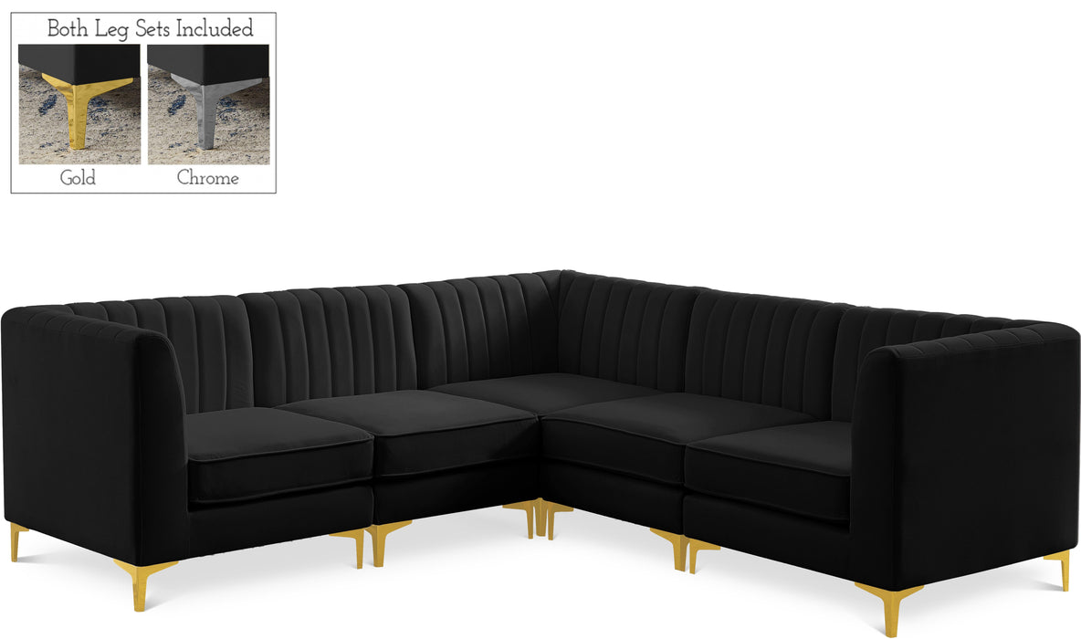 Alina Black Velvet Modular Sectional