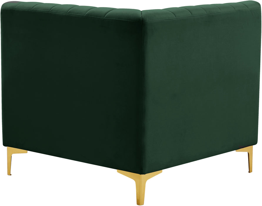 Alina Green Velvet Corner Chair