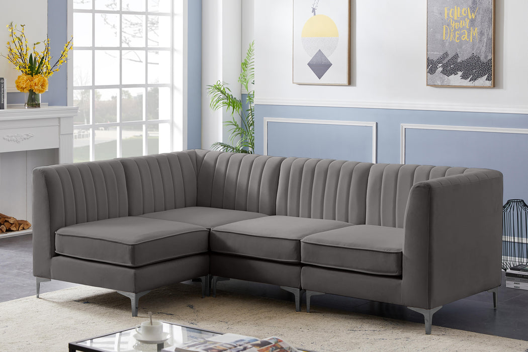 Alina Grey Velvet Modular Sectional