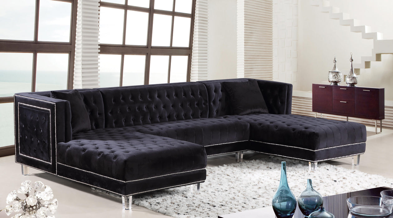 Moda Black Velvet 3pc. Sectional