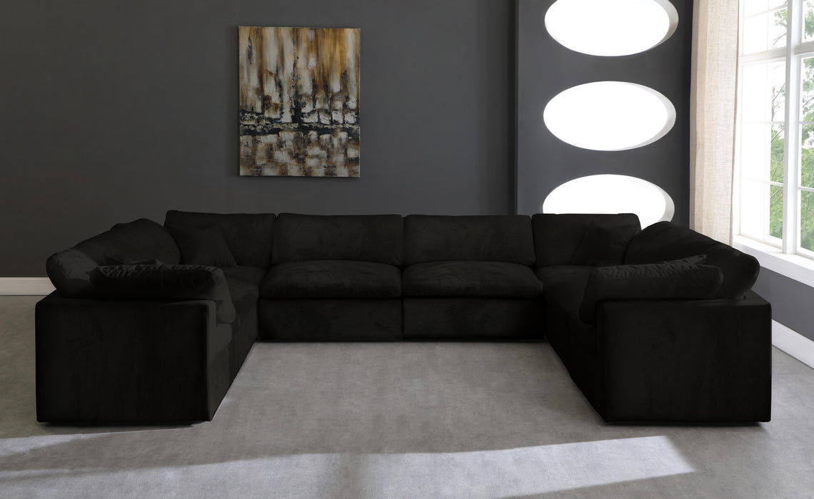 Cozy Black Velvet Cloud Modular Sectional