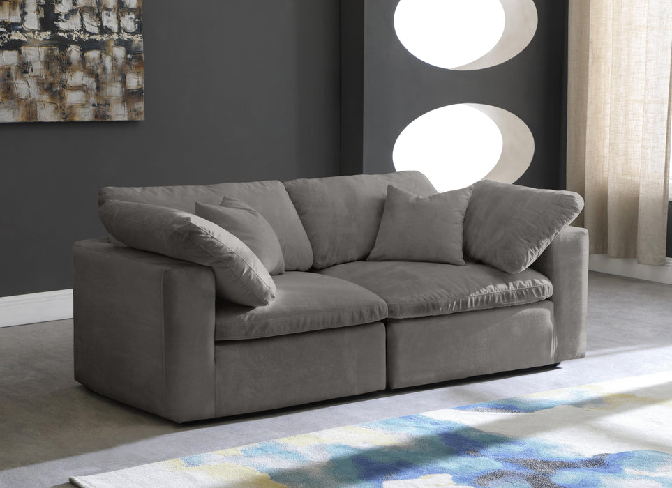 Cozy Grey Velvet Cloud Modular Sofa