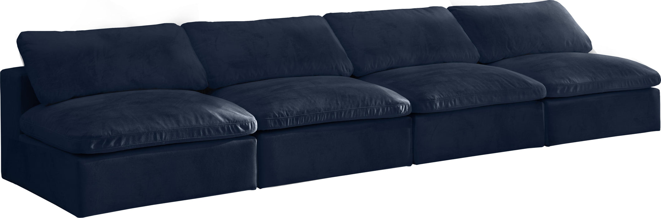 Cozy Navy Velvet Cloud Modular Armless Sofa