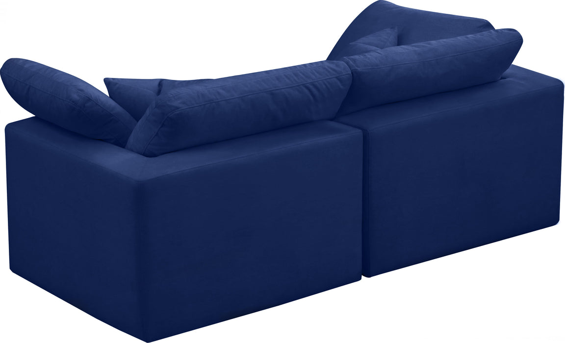 Cozy Navy Velvet Cloud Modular Sofa