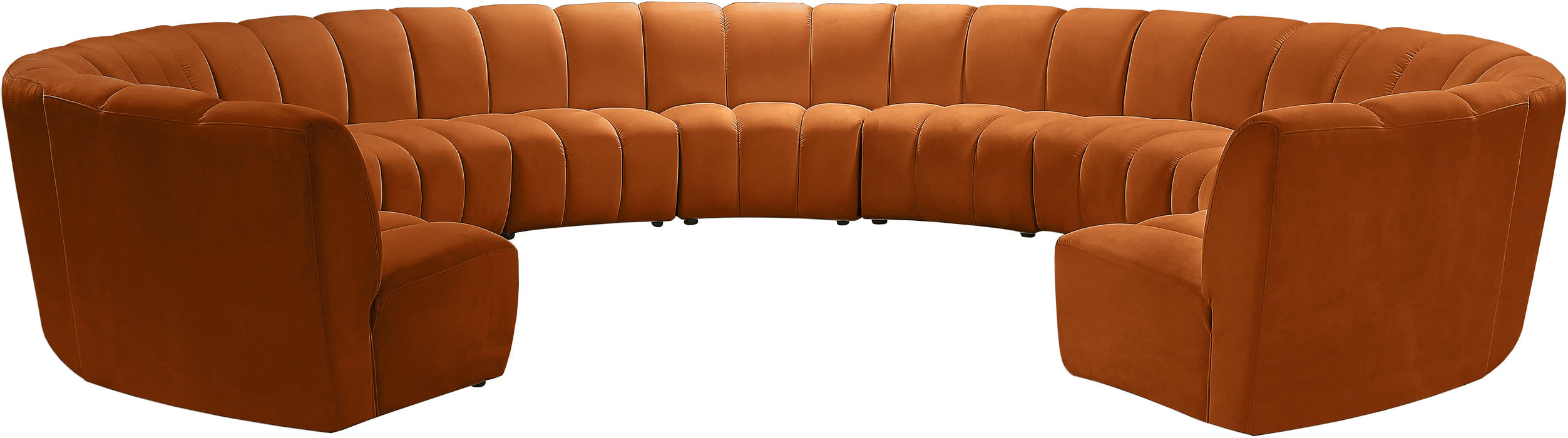 Infinity Cognac Velvet 11pc. Modular Sectional