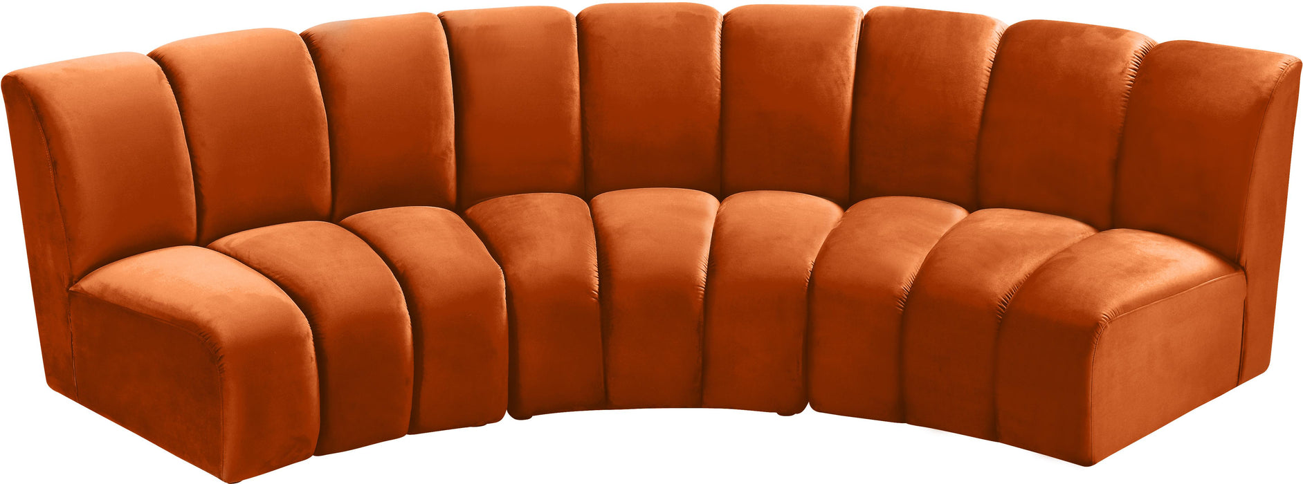 Infinity Cognac Velvet 3pc. Modular Sectional