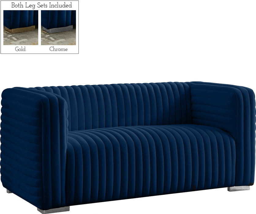 Ravish Navy Velvet Loveseat