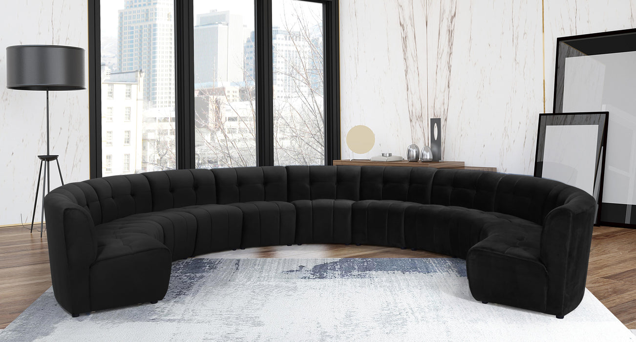 Limitless Black Velvet 11pc. Modular Sectional