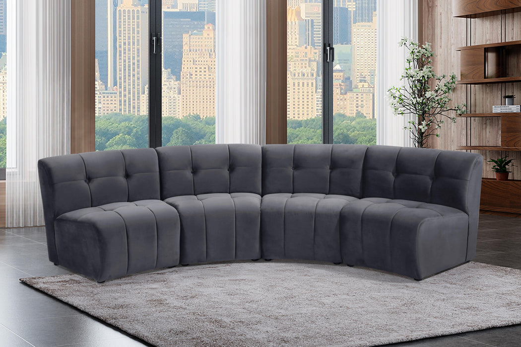 Limitless Grey Velvet 4pc. Modular Sectional