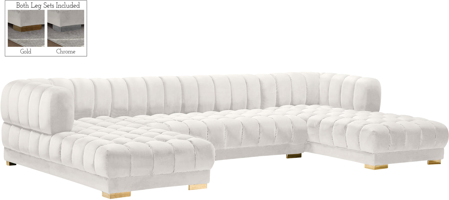 Gwen Cream Velvet 3pc. Sectional (3 Boxes) image