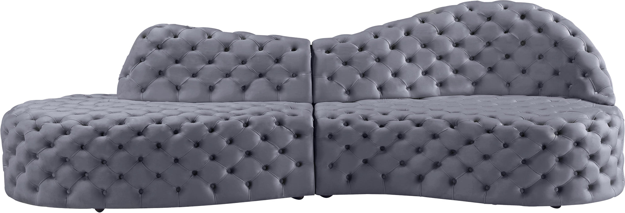 Royal Grey Velvet 2pc. Sectional